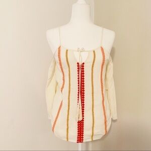 Aftermarket cold shoulder NWT cream orange and red spaghetti strap top